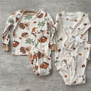 Carter's Cream and Brown Pajama Sets for Autumn lot of 2